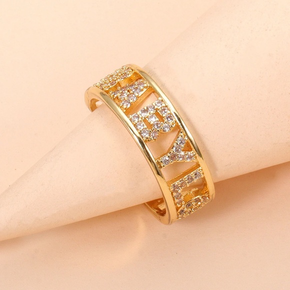 Elegant Geometric Multilayer CZ Open Ring - Picture 3 of 6